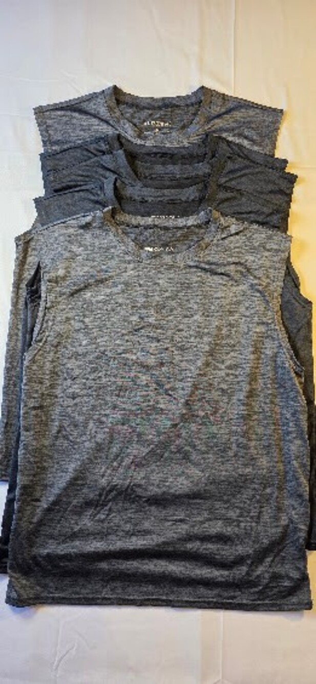 Mens Sleeveless Tank Tops Gray and Black Athletic Workout Shirt - Lot of 5